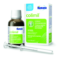 Humana colimil, Nahrungsergänzungsmittel mit Kamille, Zitronenmelisse & tyndallisierten Milchsäurebakterien, flüssige Nahrungsergänzung, mit praktischer Dosierpipette, 30 ml