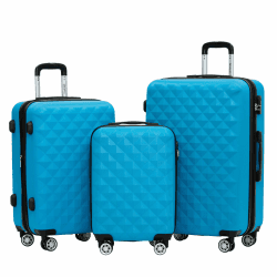 BEIBYE Zwillingsrollen 2066 Hartschale Trolley Koffer Reisekoffer Gepäck M-L-XL-Set (Türkis, Set) Türkis Set