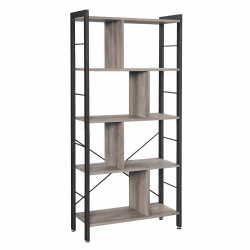 VASAGLE Regal, Bücherregal, Büroregal mit 4 Ebenen, Standregal, Bücherschrank offen, groß, Metallgestell, Greige-schwarz LBC012B02 Greige + Schwarz