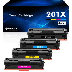 inkalfa 4er-Pack 201A 201X Toner Kompatible Set als Ersatz für HP M277dw Color Laserjet pro MFP M277n M252dw M274n M252n M277c6 CF400 CF400X CF400A CF401X CF402X CF403X Schwarz Cyan Gelb Magenta