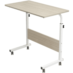 sogesfurniture höhenverstellbar Laptoptisch Laptopständer Computertisch mit Rollen, mobiler Beistelltisch Pflegetisch für Bett und Sofa, 80 * 40 * 71-90cm, Weiß Ahorn 05#1-80MP-BH 80*40cm Weiß Ahorn