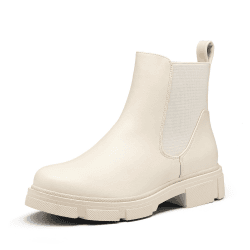 DREAM PAIRS Damen Chelsea Stiefel Stiefeletten Ankle Chelsea Booties 40 EU Beige