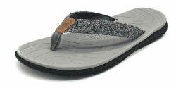 KuaiLu Flip Flops Damen Weich Leder Stoff Badelatschen Yoga Matte Fußbett Sandalen Sommer Strand Zehentrenner Rutschfest Badesandalen Frauen 39 EU Grau