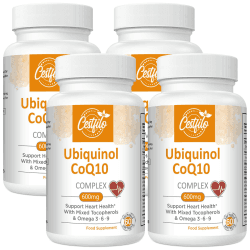 Ubiquinol CoQ10 600 mg Softgelkapseln - Aktive Form von CoQ10 Plus Vitamin E & Omega 3 6 9 - Fortschrittliches Antioxidans Coenzym Q10 Nahrungsergänzungsmittel für Herz & Gehirn (60 Count, Pack of 4) 60 Stück (4er Pack)