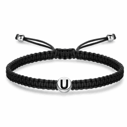 J.Endéar Initial Armband für Damen Mädchen Herren 925 Sterling Silber Buchstabe Initial geflochtenes Armband mit verstellbarer Kette 16+8cm Seilarmband