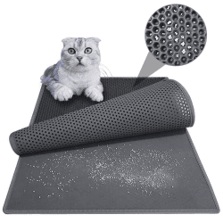 Kaxionage Katzenklo Matte, 76 x 61CM Katzenmatte, Waben Doppelschicht Design,Wasserdichtes Urinbeständiges Material, Easy Clean Streukontrolle (Grau, Size ：76 x 90 CM) Grau Size ：76 x 90 CM