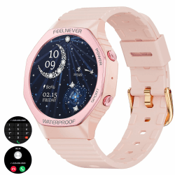 LIGE Smartwatch Damen, 1,32" HD Smartwatch mit Telefonfunktion, Fitnessuhr mit 100+Sportmodi, IP68 Wasserdicht Sportuhr mit Herzfrequenz, Blutdruck, Schlaf Monitor，Smart Watch für Android iOS, Rosa Lila Pulver