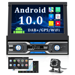 CAMECHO DAB Plus Android 10 Autoradio 1 Din Mit Navi,Autoradio mit Bildschirm 7 Zoll/Bluetooth Freisprecheinrichtung/WiFi/GPS/USB/DVR Input/Lenkradsteuerung/Spiegel-Link+Rückfahrkamera 7 Zoll DAB+