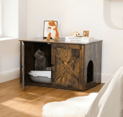 Feandrea Katzenschrank für Katzentoilette greige vintagebraun