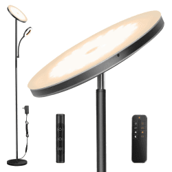 LED Stehlampe, 3600LM 42W Helle Deckenfluter mit Bogen Leselampe, Moderne Standleuchte mit Fernbedienung & Touch-Steuerung, 2700K-6500K Stufenlos Dimmbare Standleuchte für Wohnzimmer Schlafzimmer Büro