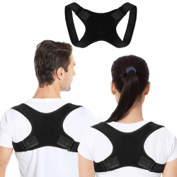 MELARQT Rücken Geradehalter, Haltungskorrektur Schultergurt Herren und Damen, Rückenstützgürtel für Gesunde Körperhaltung, Rückengurt für Gerade Haltung, Verstellbare Rückenstütze für Nacken, Rücken Schwarz