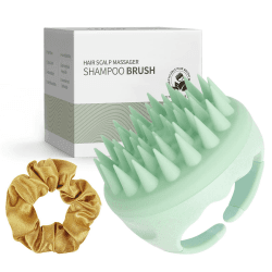 AIMIKE Kopfhaut Massagebürste Shampoo Bürste, Umweltfreundlich Silikon Shampoo Haarbürste für Peeling und stimulieren das Haarwachstum, Reduziert Schuppen, Scalp Massager für Nass Trocken Haar(Grün) 1 Stck Kopfmassagegerät Grün