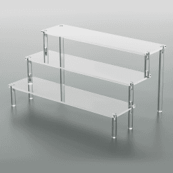Coolzon Acryl Riser Display Ständer, 3-stufiger klarer Acryl Display Ständer, Acryl-Display-Ständer für Figuren, Cupcakes, Dessert, Parfüm, Nagellack, Kosmetik