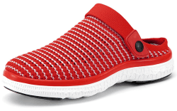 Clogs Hausschuhe Herren Damen Pantoletten Gartenschuhe Sommer Gartenclogs Atmungsaktiv rutschfest Sandalen 41 EU Rot B