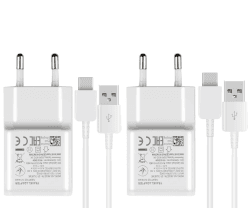 2 Stück USB Ladegerät Stecker, Schnellladegerät Netzteil mit USB C Kabel kompatibel mit Samsung Galaxy A52,A52S,A53,A33,S21,S20 FE,S10,S9,S8 Plus,Z Flip3,Z Fold3,M53 5G, und andere Smartphones (Weiß) 2Pack weiß