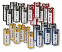 Durable Schlüsselanhänger Key Clip, einfach aufklappen & beschriften, 24 Stück, farbig sortiert, 194927 A4 Hochformat 24x Farbig sortiert
