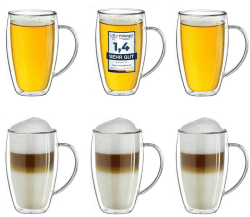 Creano Thermoglas mit Henkel „DG-SHH“ 250 ml, 6er Set