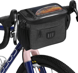 flintronic 6L Fahrradkorb vorne Tasche, Wasserdichter Fahrradkorb Tasche mit ouchscreen Vorne Fahrradtasche und Abnehmbarem Schultergurt für alle Handy A-schwarz