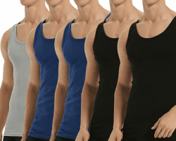Falechay Unterhemd Herren Tank Top 5er Pack Baumwolle Feinripp ärmellos Muskelshirtst Männer Sportunterhemden L 2*schwarz+2*marine+1*grau