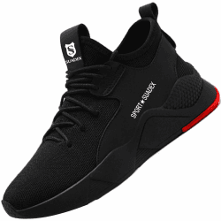 SUADEX Sicherheitsschuhe Herren Arbeitsschuhe Herren Leicht Atmungsaktiv Stahlkappenschuhe Unisex Sneaker mit Stahlkappe 38 EU A Schwarz