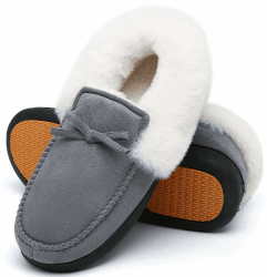 Mishansha Damen Winter rutschfest Warme Hausschuhe Memory Foam Plüsch Pantoffeln, Gr.36-43 37 EU Rauchgrau