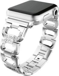 PINHEN Kompatibel mit Apple Watch 41mm 45mm Armband - Metall Edelstahl mit Kristall Diamanten Glänzend Strass Uhrenarmband Ersatz für iWatch Series 8/7/6/SE/5/4/3/2/1 (45/44/42mm,Silver) 45/44/42mm Silver