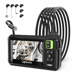 Lightswim Industrielle Endoskop-Inspektionskamera, 4,3-Zoll-IPS-Endoskop, Kanalisationskamera, Handheld IP67 wasserdichte Schlangenkamera mit 8 LED-Leuchten, 5 m langes halbstarres Kabel