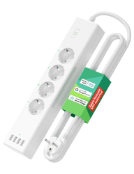 Meross smart Steckdosenleiste WLAN Mehrfachsteckdose wandmontage WiFi 4 AC-Ausgänge mit Überspannungsschutz und 4 USB-Anschlüsse, kompatibel mit Alexa, Google Assistant, 2,4Ghz zur Büro, Wohnung Smart Steckdoseleiste 4AC