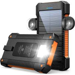 Solar Powerbank 38800mAh Solar Ladegerät Tragbares mit USB C Eingang, Taschenlampe, Outdoor Wasserfester Externer Akku Schnellladung, Power Bank Solarzelle für Samsung, iPhone, Huawei, iPad und mehr Orange
