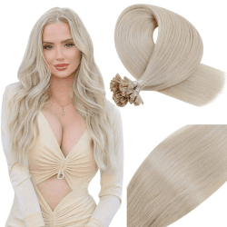 Extension Echthaar Keratin Bondings 40cm U Tip Haar Extensions Echthaar Bonding Platino Blonde #60 Keratin Bondings Haarverlangerung Echthaar 50g/50s 7.1 u tip#60 16 zoll/40cm