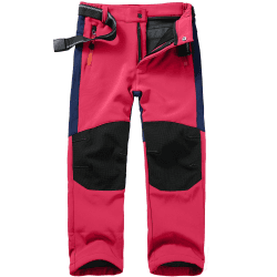 yeyity Kinder Softshellhose Skihose Gefüttert Cargohose Wasserdicht Thermohose Jungen Mädchen Schneehose Winter Outdoorhose Wanderhose 116-122 Rot