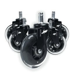 OFFICE EAGLE Bürostuhl Rollen (5er Set) Ersatz-Rollen für Bürostühle passend für 11mm & 22mm - Hartbodenrollen - Gummirollen Bürostuhl mit Bremse