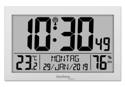 Technoline WS8016 WS 8016 Funk-Wand-Uhr mit Temperaturanzeige, Kuststoff, silber, klein: 22,5 x 14,3 x 2,4cm Silber Single