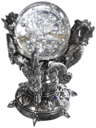 Design Toscano Drachen des Corfu Schlosses Gothic-Deko Statue, Polyresin und Glas, zweifarbig schwarz und Silber, 13 cm