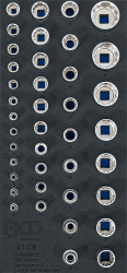 BGS 4149 | Werkstattwageneinlage 1/3: Steckschlüssel-Einsätze Zwölfkant | 6,3 mm (1/4"), 10 mm (3/8"), 12,5 mm (1/2") | 40-tlg.