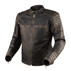 REBELHORN Hunter Pro Motorradjacke Herren | Leder | CE-Level 2 Ellbogen und Schulterprotektoren | 2 Belüftungskanäle | 4 Taschen XL Vintage Schwarz