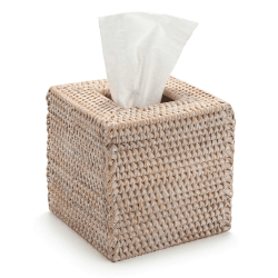 Kosmetiktücher Box aus Rattan Taschentücherbox Natur für Zuhause/Büro/Auto Honigbraun (Weiß, 14x14x15cm) Weiß 14x14x15cm