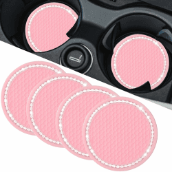 Ruucy 4 Stück Auto Untersetzer, Universal Auto Getränkehalter Untersetzer, Anti-Rutsch Car Coasters, Getränkehalter Auto Untersetzer für Auto Untersetzer Zubehor Innenraum, 7cm (Rosa) Diamant rosa - 4 Stück