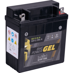intAct - GEL MOTORRADBATTERIE | Batterie mit +30% Startleistung. Für Roller, Motorrad, Quad, Rasentraktor | Bike-Power GEL12-5L-B, CBL-B, SLA12-5L-B, 12V Batterie, 5 AH (c20), 80 A (EN) | Maße: 121x61x131mm