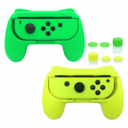 ASTSNAIL Gummierte Griffe Kompatibel mit Nintendo Switch für JoyCon, Halterung Gaming Controller Kompatibel mit Switch OLED, mit 3 Paar Daumengriffen(Grün+Gelb Grün / Gelb