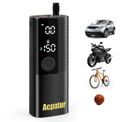 Elektrische Luftpumpe mit 4000mAh Akku, 150PSI Fahrradpumpe Kompressor mit Deflationsfunktion, Große Dual-Display-Bildschirme, Geeignet für Auto, Fahrrad, Motorrad, Basketball, Football usw Black 1