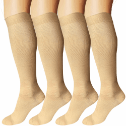 DDOBB 4 Paar Kompressionsstrümpfe Damen und Herren Stützstrümpfe Kompressionssocken Stützsocken Reisestrümpfe für Flug Sport Running Radsport L-XL Hautfarbe*4