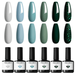 modelones UV Nagellack, Grün Blau 6 Farben Shellac Gel Nagellack Set, Soak Off Natur Gel Polish Nageldesigns, UV-LED Nagellack UV Gel Gel Lack, Gellack Nagellack für Anfänger Nail Art Maniküre Salon D-Grün