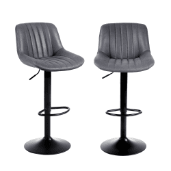 Youhauchair Barhocker 2er Set, Drehbare Barhocker mit Lehne, Barhocker Höhenverstellbar aus PU-Leder, Moderner Barstuhl Küchenhocker Bar Hocker Bar Stool, Dunkelgrau