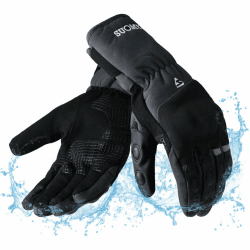 Winter Motorradhandschuhe für Männer Frauen, Winddichte Wasserdichte Motorrad Handschuhe, Warme Lange Stulpen Biker Handschuhe mit Hartem Knöchelschutz Touchscreen Handschuhe für BMX ATV MTB Fahren L Grau