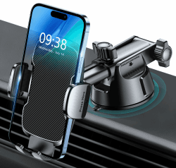 Babacom Handyhalterung Auto mit Saugnapf (Militärqualität) & Superstabile Basis, Rundum-Silikonschutz, Ein-Knopf-Release, kfz Handyhalterung für Armaturenbrett/Windschutzscheibe, 4,0-7,0-Zoll-Telefone Schwarz