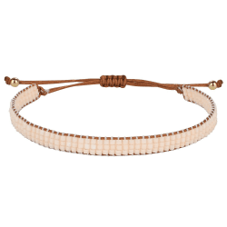 KELITCH Damen Armband Dünnes Band Armreif Perlen Miyuki Armband Stapelbares Armband Modeschmuck Set für Damen Beige 11F