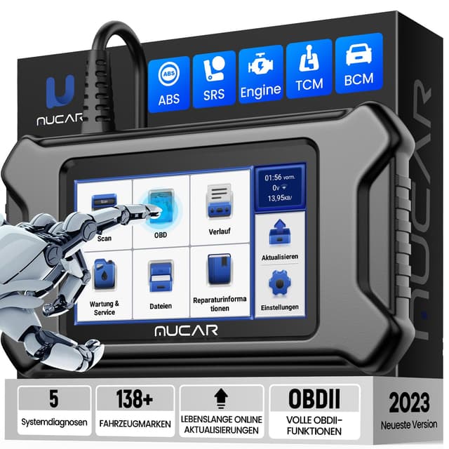 mucar OBD2 Diagnosegerät Mit Bluetooth, 2023 CS5 Diagnosegerät Auto Mit 5 Systemdiagnosen (Motor/SRS/ABS/BCM/Getriebe), KFZ Auslesegerät, Android 7.0, Kostenlos Aktualisierungen Rot