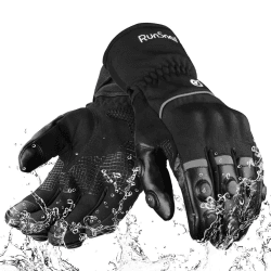Winter Motorradhandschuhe für Männer Frauen, Winddichte Wasserdichte Motorrad Handschuhe, Warme Lange Stulpen Biker Handschuhe mit Hartem Knöchelschutz Touchscreen Handschuhe für BMX ATV MTB Fahren XL Schwarz