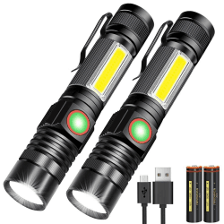 Taschenlampe LED Magnet USB Aufladbar Zoombar (Mit 18650 Akku) Karrong COB Arbeitsleuchte Super Hell, Outdoor Wasserdicht Taschenlampen, 4 Modi für Kinder Outdoor Camping Notfall